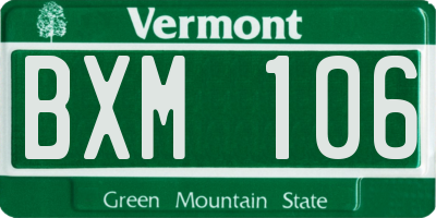 VT license plate BXM106