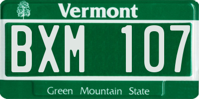VT license plate BXM107