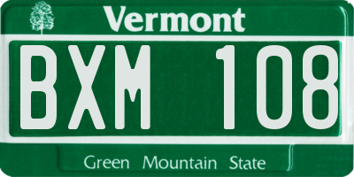 VT license plate BXM108