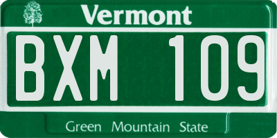 VT license plate BXM109