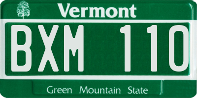VT license plate BXM110