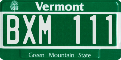 VT license plate BXM111