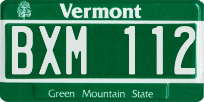 VT license plate BXM112