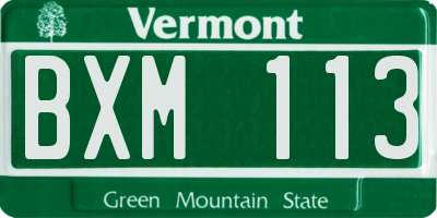 VT license plate BXM113