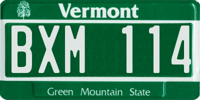 VT license plate BXM114