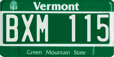 VT license plate BXM115