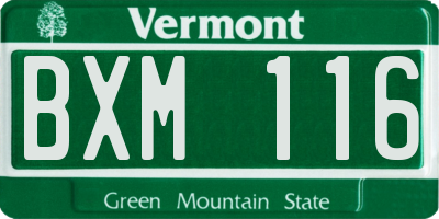 VT license plate BXM116