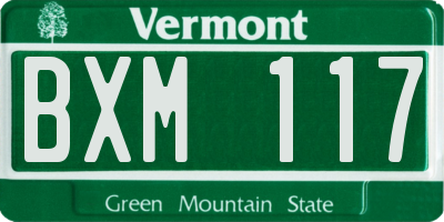 VT license plate BXM117