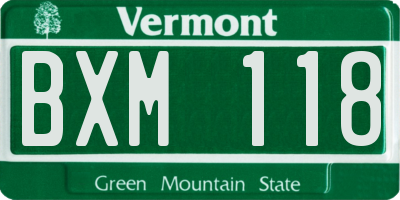 VT license plate BXM118