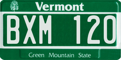 VT license plate BXM120
