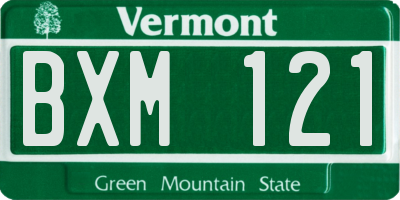 VT license plate BXM121