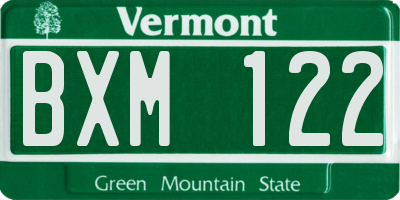 VT license plate BXM122