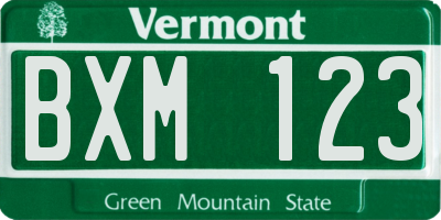 VT license plate BXM123