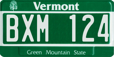 VT license plate BXM124