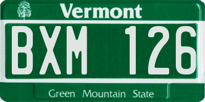 VT license plate BXM126