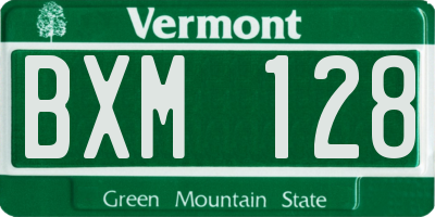 VT license plate BXM128