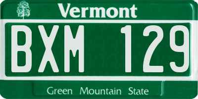 VT license plate BXM129