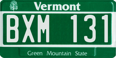 VT license plate BXM131