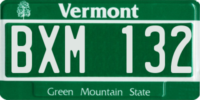 VT license plate BXM132