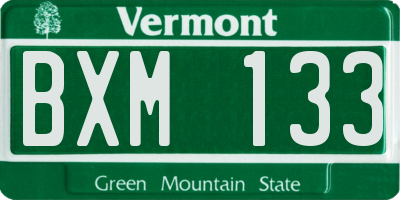 VT license plate BXM133