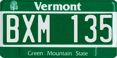 VT license plate BXM135
