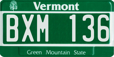 VT license plate BXM136
