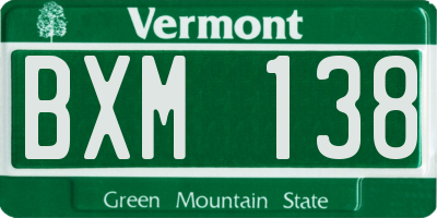 VT license plate BXM138