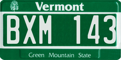 VT license plate BXM143