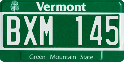VT license plate BXM145