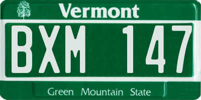 VT license plate BXM147