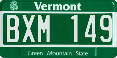 VT license plate BXM149