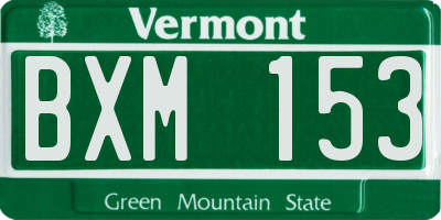 VT license plate BXM153