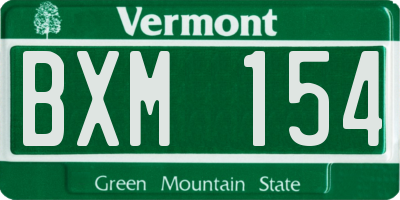 VT license plate BXM154