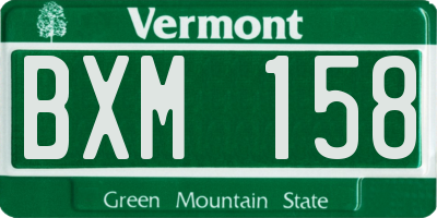 VT license plate BXM158