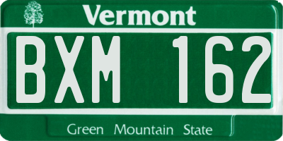 VT license plate BXM162
