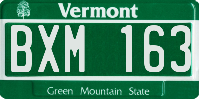 VT license plate BXM163