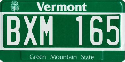 VT license plate BXM165