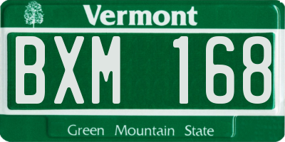 VT license plate BXM168