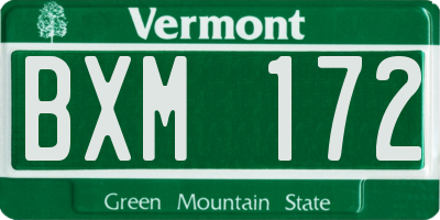 VT license plate BXM172