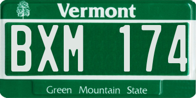 VT license plate BXM174
