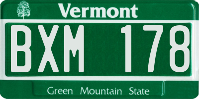VT license plate BXM178