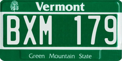 VT license plate BXM179