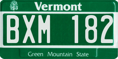 VT license plate BXM182