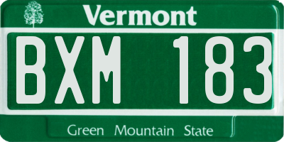 VT license plate BXM183