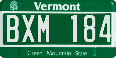 VT license plate BXM184