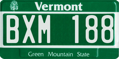 VT license plate BXM188