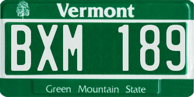VT license plate BXM189