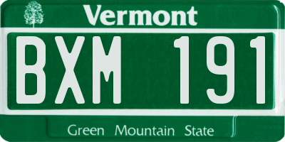 VT license plate BXM191