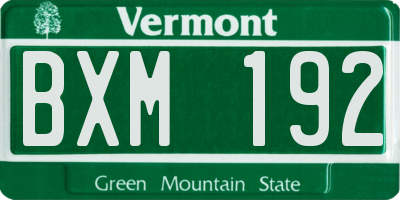 VT license plate BXM192