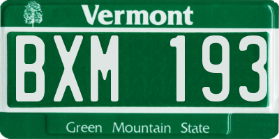VT license plate BXM193
